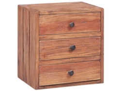 Mesita de Noche 3 Cajones 35X25X35 Cm Madera Recuperada Maciza