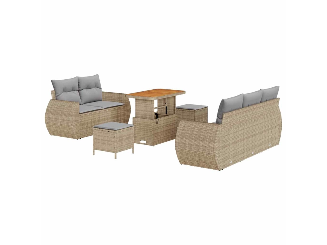 Maison Exclusive - Conjunto de sofás de jardín de 8 piezas, mimbre beige y gris claro