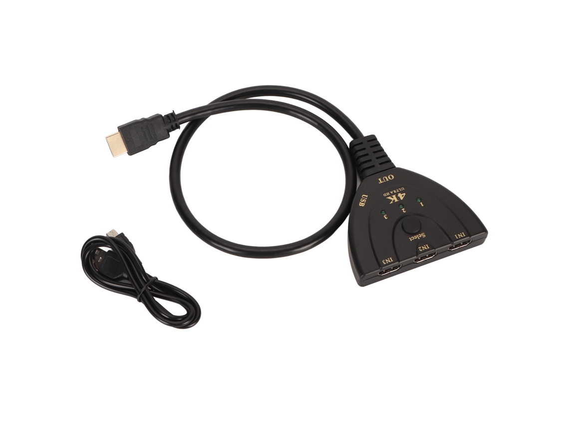 Conmutador De Interfaz Multimedia Hd De 3 Entradas Y 1 Salida Con Soporte 4k 3d, Selector De Vídeo Para Pc, Tv Y Proyector.