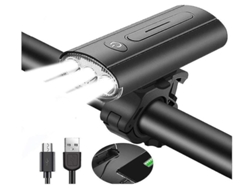 Faro delantero para bicicleta IP65, recargable por USB, para MTB/carretera, color negro, Yizhood