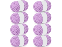 Hilo de chenilla grueso para mantas tejidas a mano, 227 g/paquete (8 paquetes) Purple Siurn