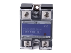 Relé de estado sólido (SSR) monofásico CC para CA, entrada CC 3-32V, saída CA 24-480V 120A com tampa plástica.