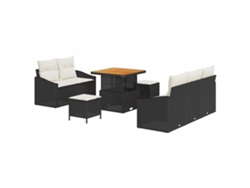 Maison Exclusive - Conjunto De Sofá De Jardín Con Cojín 8 Pcs Negro Y Crema