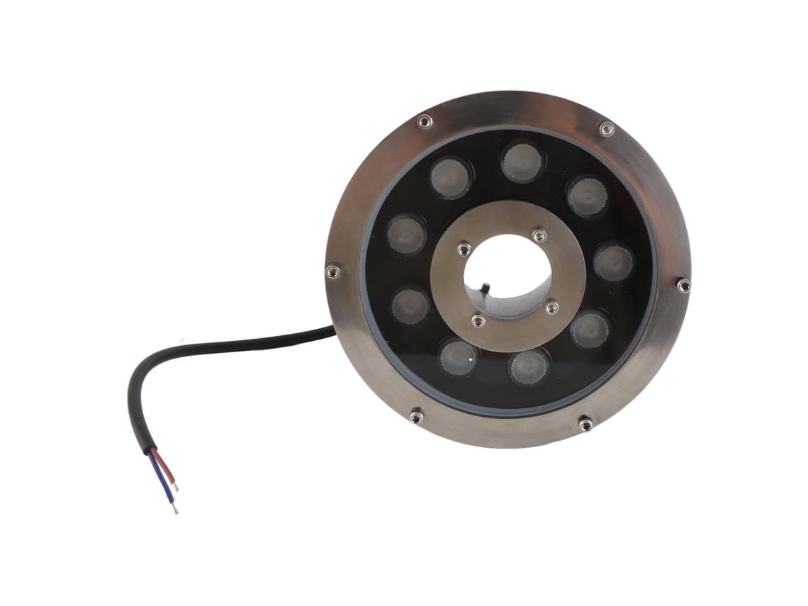 Luz Led Sumergible Para Fuente De Jardín, Acero Inoxidable, Blanca, 9w, Ip68, Alto Brillo.