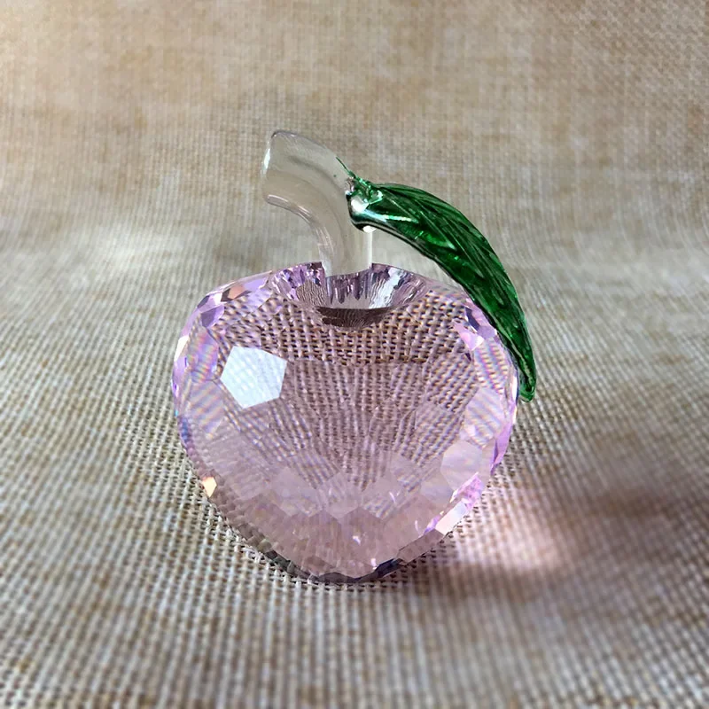 Adorno De Manzana De Cristal Rosa De 100 Mm, Adorno Esférico De Vidrio Multifacético.