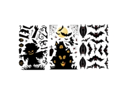 Serie de pegatinas electrostáticas con temática de Halloween, decoraciones naranjas vibrantes y sombrías, calcomanías removibles reutilizables