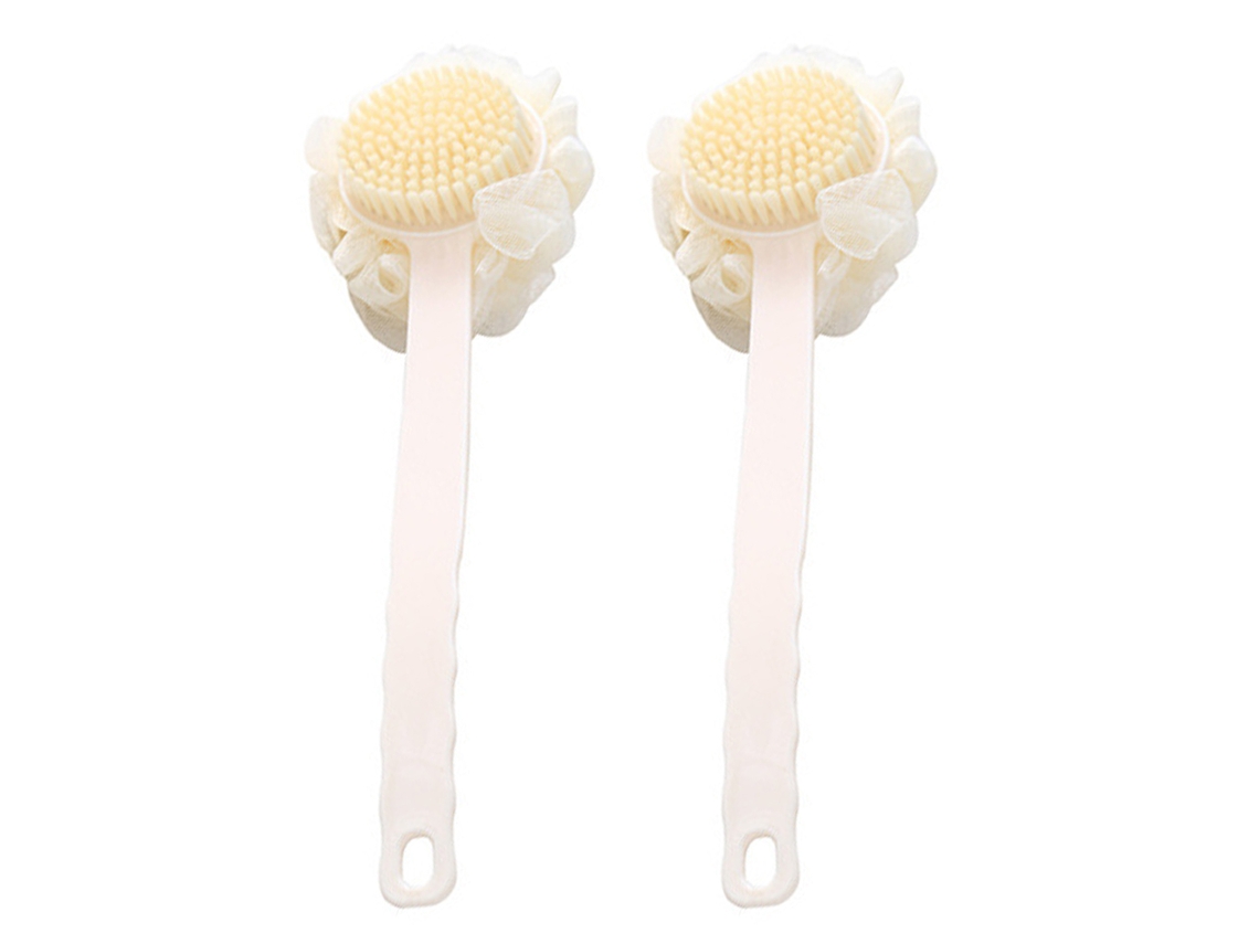 Cepillo de ducha con mango largo y cerdas suaves, juego de 2 para exfoliación JEIIBRZUI