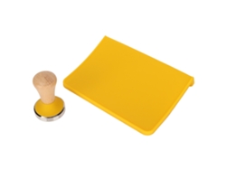 2 almohadillas de silicona para prensar café con mango de roble, amarillas, 58 mm