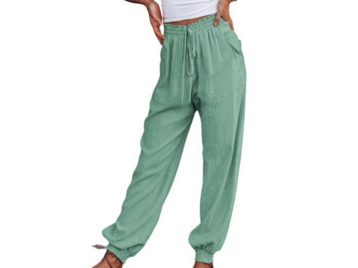 2026-pantalones Jogger Suaves Para Mujer Con Cordón Elástico Y Bolsillos, Sueltos Y Cómodos Xl Verde Claro