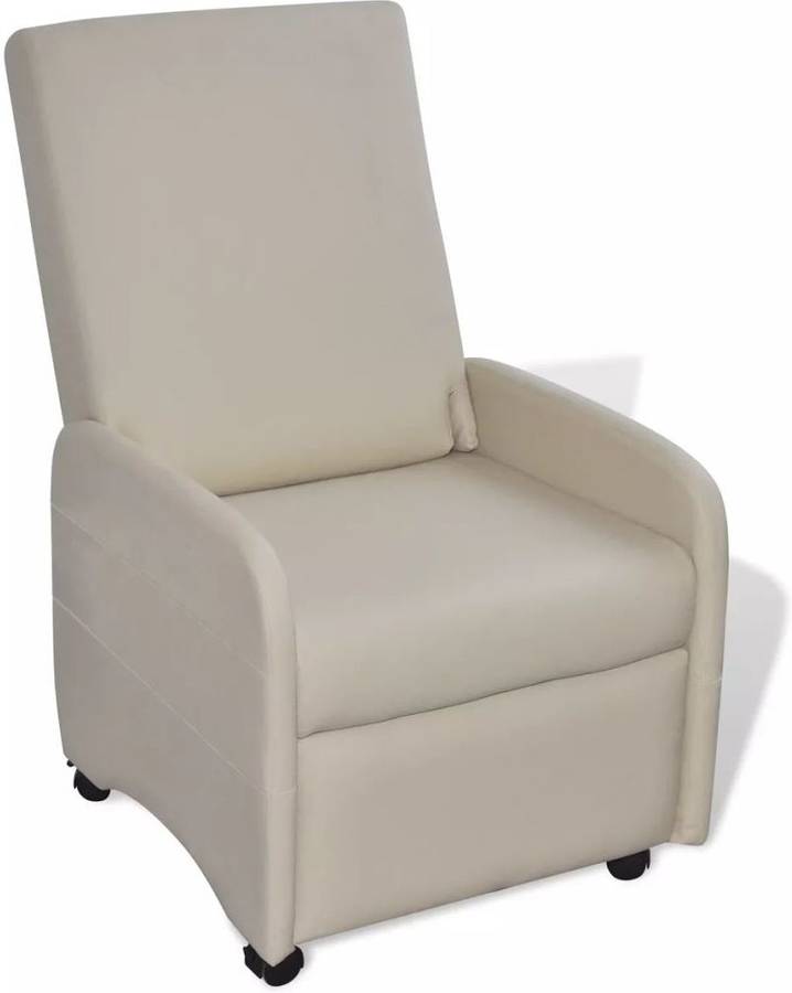 Plegable De Cuero color crema vidaxl reclinable madera artificial asiento beige