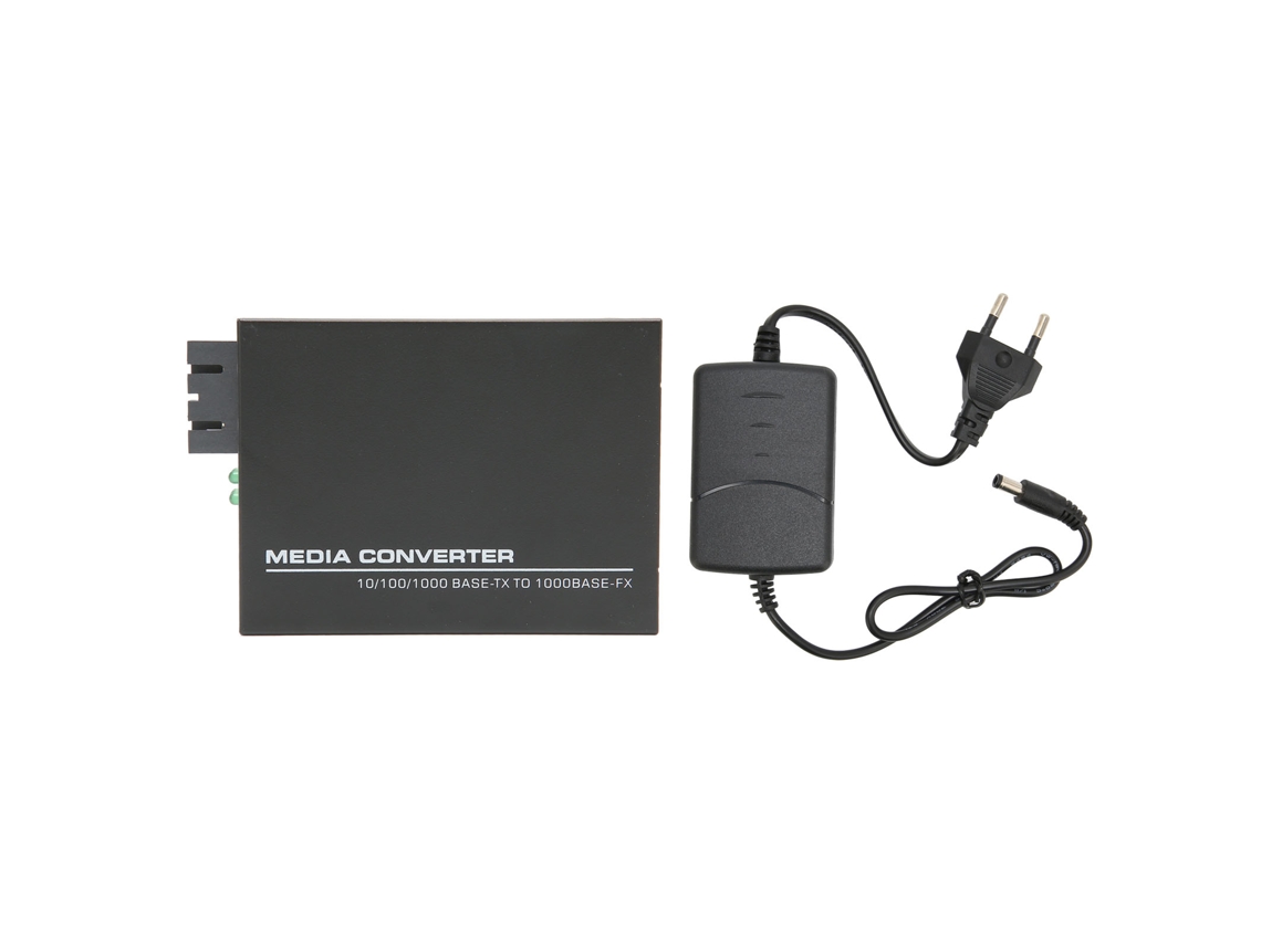 Conversor De Mídia Ethernet Gigabit Fast Single Mode Sc Dúplex Rj45 Fibra 10/100/1000base Para Casa Plug Eu