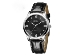 Reloj De Pareja Senda S-8195 De Cuero Simple Moda Cuarzo Mujer Blanco Negro