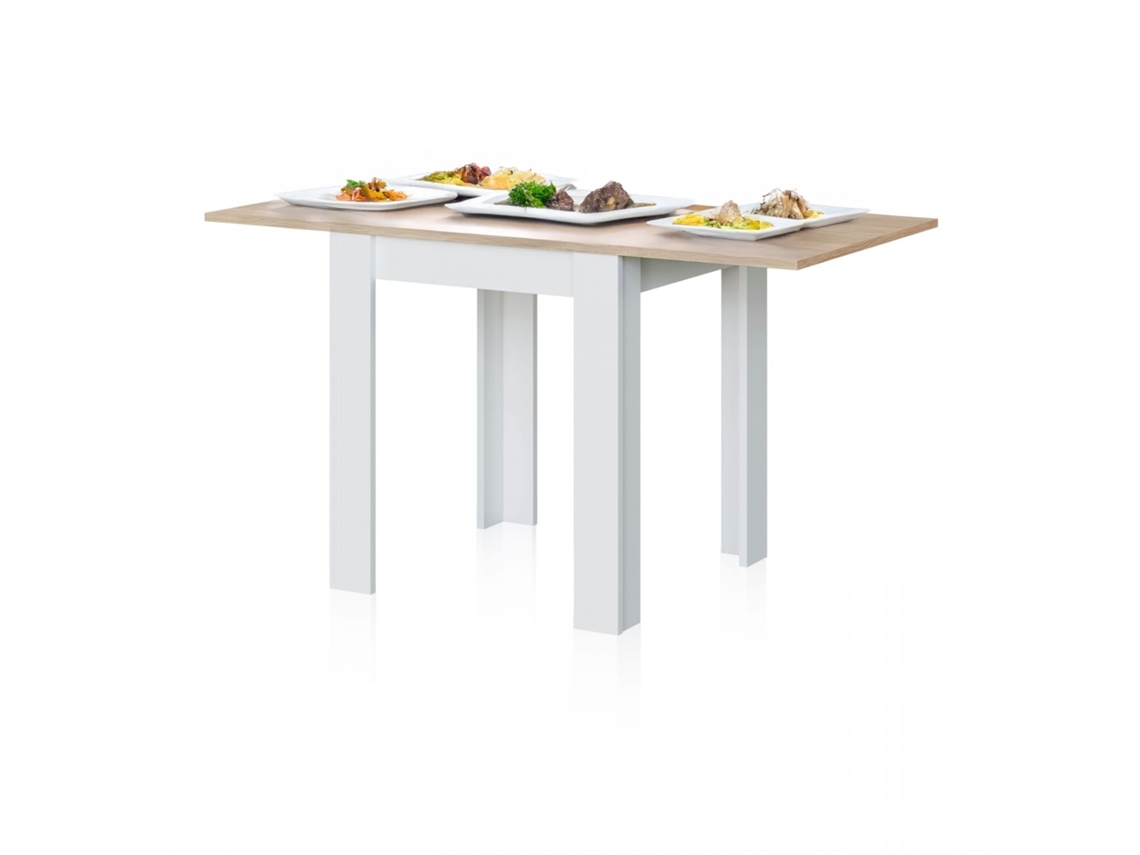 Mesa de comedor extensible Giro Blanco Artik (Blanco Mate) - Roble Canadian 67 x 79 x 67 cm