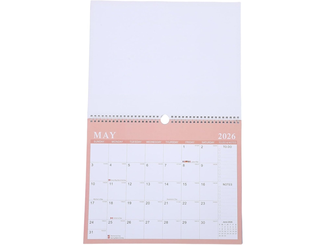 Calendario de pared de 18 páginas. Planificador de calendario de papel.