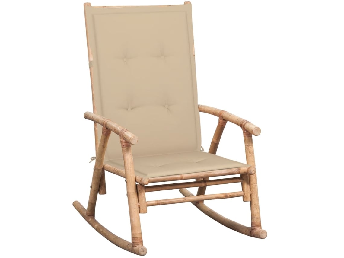 Mecedora con cojín de bambú Dkd Home Decor
