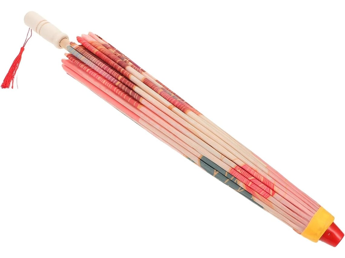 Paraguas Japonés De Tela Encerada, Rojo, Impermeable, Para Danza Y Cosplay.