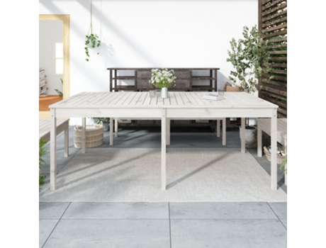 MAISON EXCLUSIVE Mesa de jardín madera maciza de pino blanco 203,5x100x76 cm