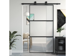 Puerta Corredera 102,5x205 cm Cristal Templado y Aluminio Negro LOVELY HOME