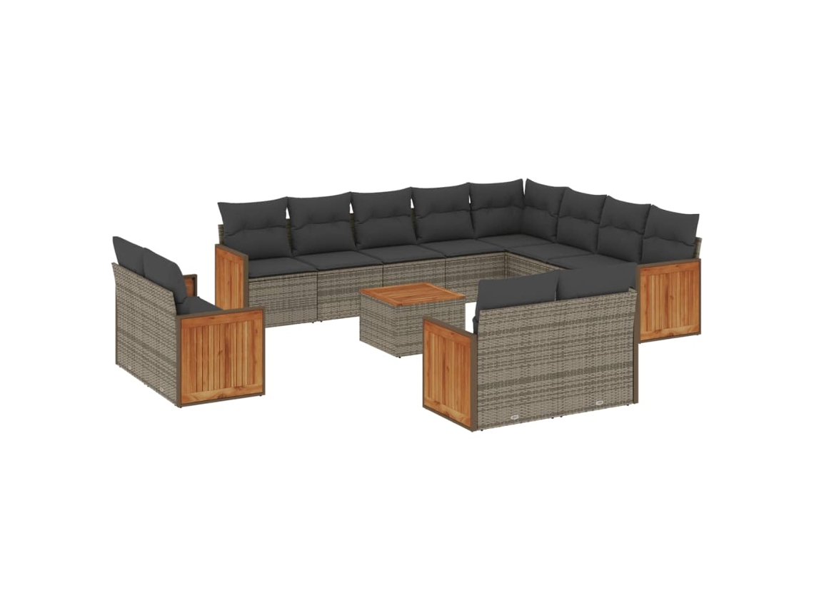 Maison Exclusive - Set Sofás De Jardín Con Cojines 13 Piezas Ratán Sintético Gris