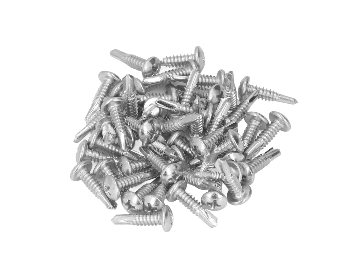 50 Tornillos Autorroscantes, Acero Al Carbono Galvanizado, Cabeza Redonda, 4,8 X 19 Mm