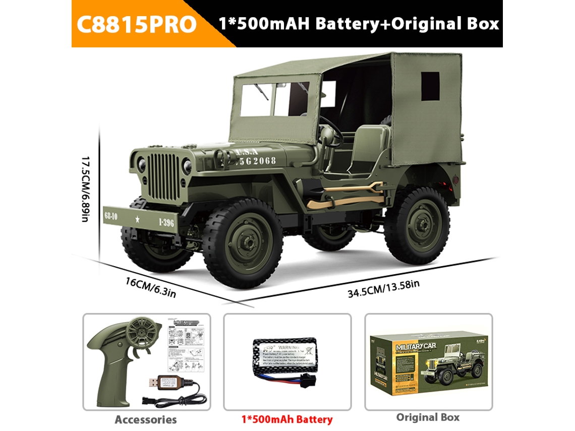 Coche todoterreno teledirigido Jeep/Pick Up 4x4 RTR, camión militar de escalada, juguete para niños Aeuzwr