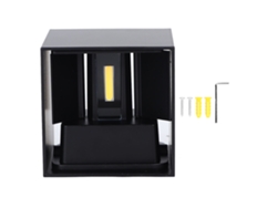 Yncm2026-lámpara De Pared Led Exterior Impermeable 85-265v 3000-3200k Regulable 10w Aluminio Negro Cuadrada