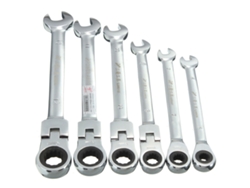 Llave de carraca combinada con cabezal giratorio flexible, herramienta métrica para taller, 6 mm, acero | Sin marca