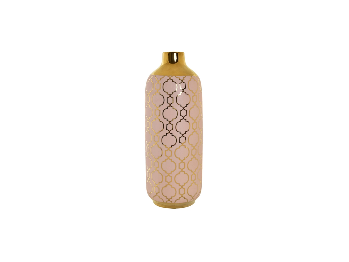 Jarrón de porcelana rosa cromado, 15x15x41,5 cm, ALEXANDRA HOUSE LIVING