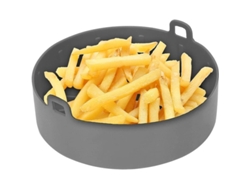 Cesta De Silicona Reutilizable Para Freidora De Aire, Horno Y Microondas, 19 Cm (gris)