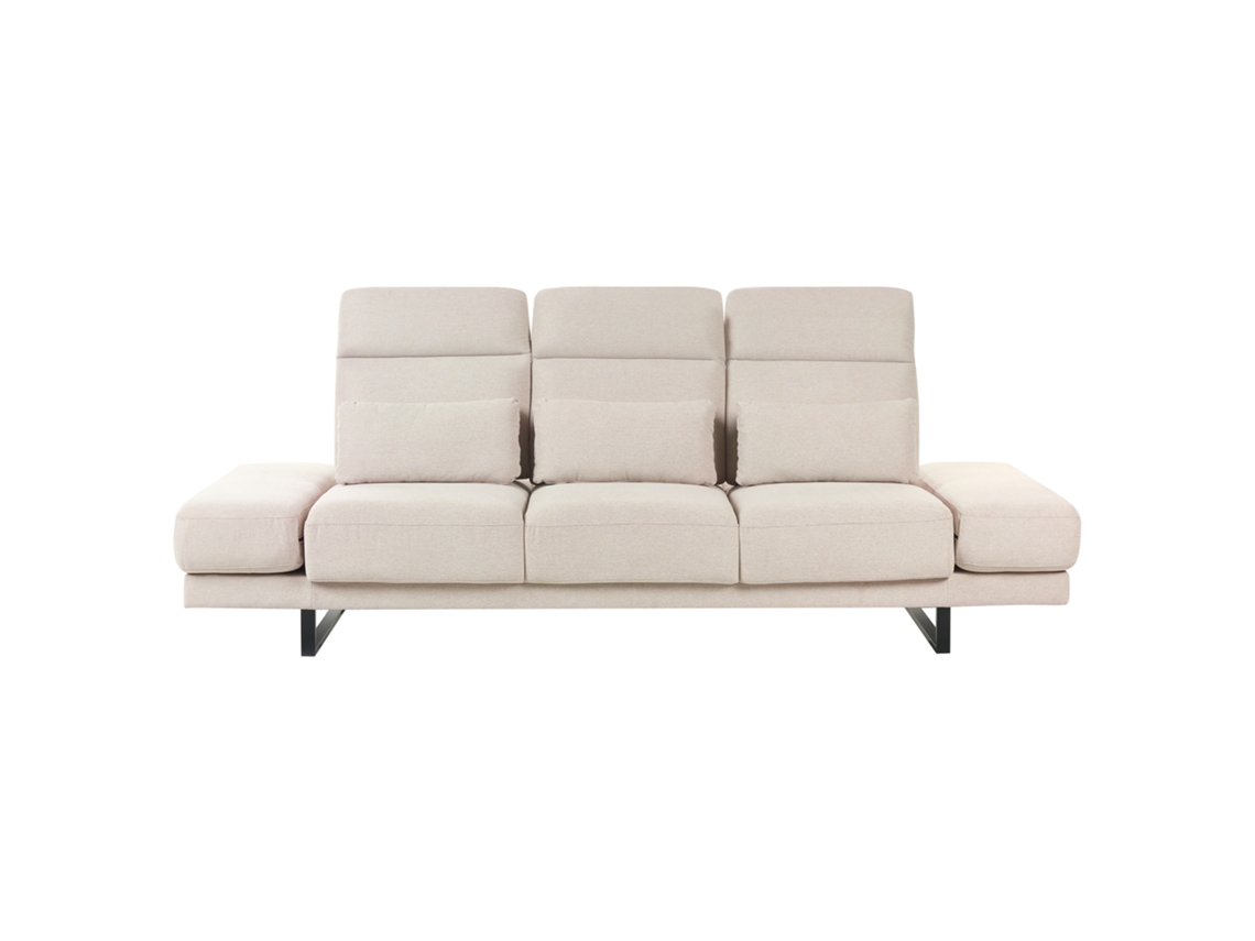Sofá Beliani Ikast 3 Plazas Poliéster Crema 255x129x105