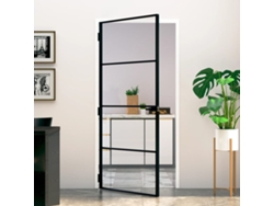 Puerta interior de 93 x 201,5 cm, vidrio templado y aluminio fino negro Wsd600215 Lovely Home