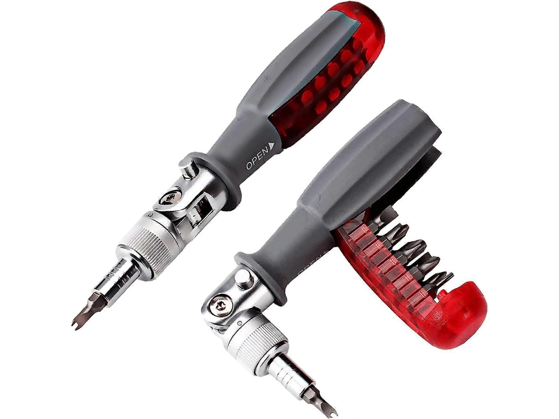 Destornillador De Trinquete Magnético 10 En 1, Mini Para Bolsillo, Ideal Para Hogar Y Accesorios De Coche, Rojo, 1 Pieza