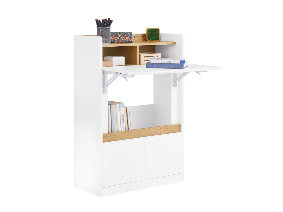 Escritorio plegable Fwt109 Wn con 2 cajones y 1 estante 63x67x93 cm Sobuy
