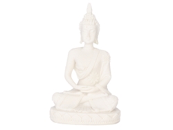 Decoración con estatua de Buda blanco sentado meditando