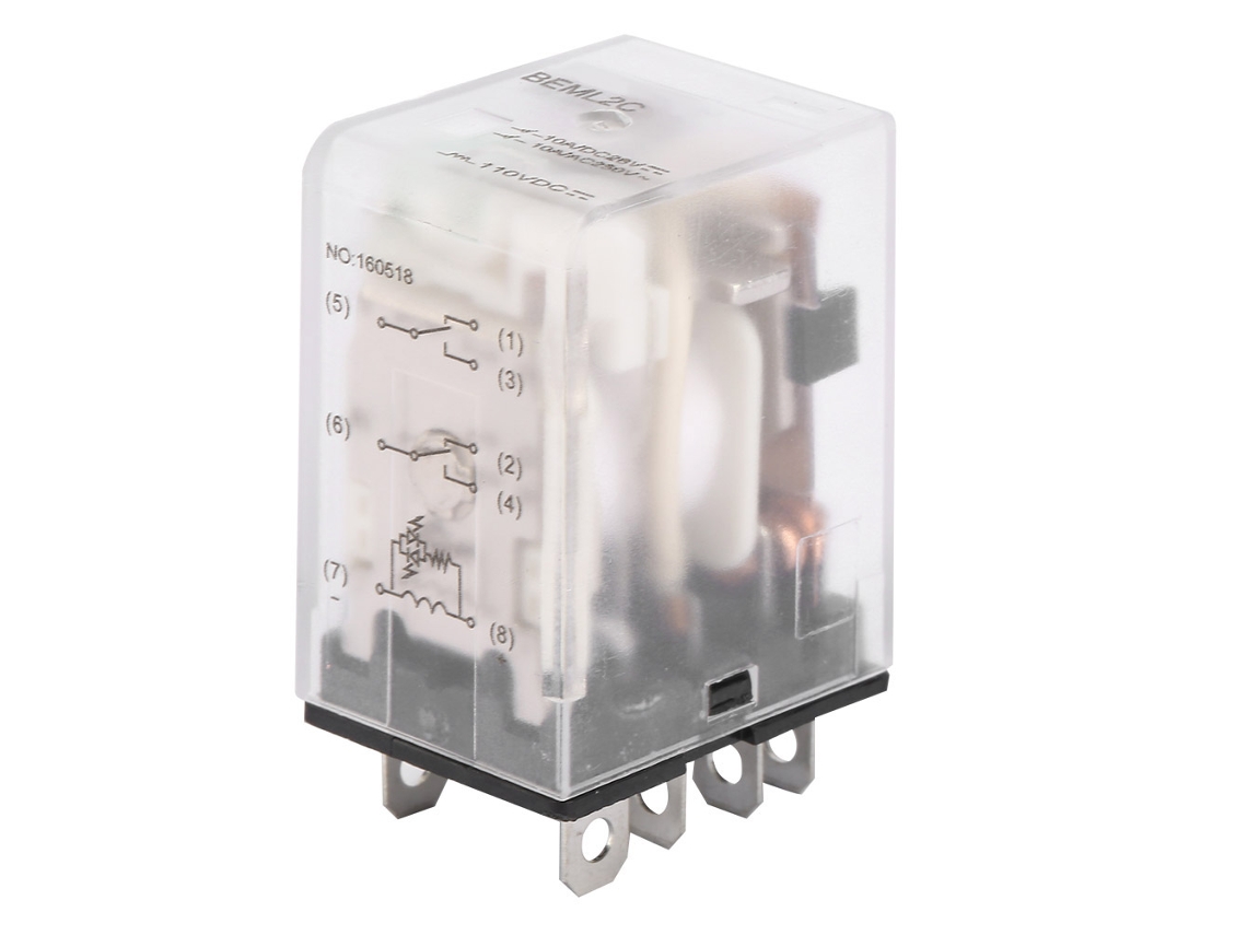 Relé Electromagnético De 8 Pines Y 10 A, 110 V Cc, Con Indicador Verde Beml2c