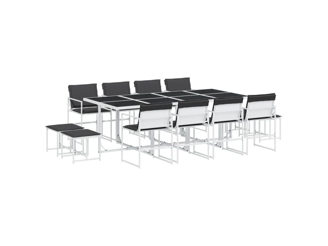 Maison Exclusive - Juego De Comedor De Jardín 13 Pzas Con Cojines Textilene Blanco