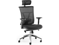 Silla de Escritorio Ejecutiva EUROMOF Ankara Negro ergonómica (Soporte cabeza - Brazos ajustables - Malla y Tejido)