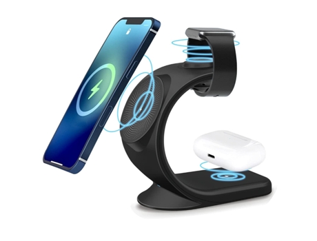 Soporte Cargador YDCY WXCD-221025-7FM Wireless (iPhone/iWatch/Samsung - 15W - Negro)