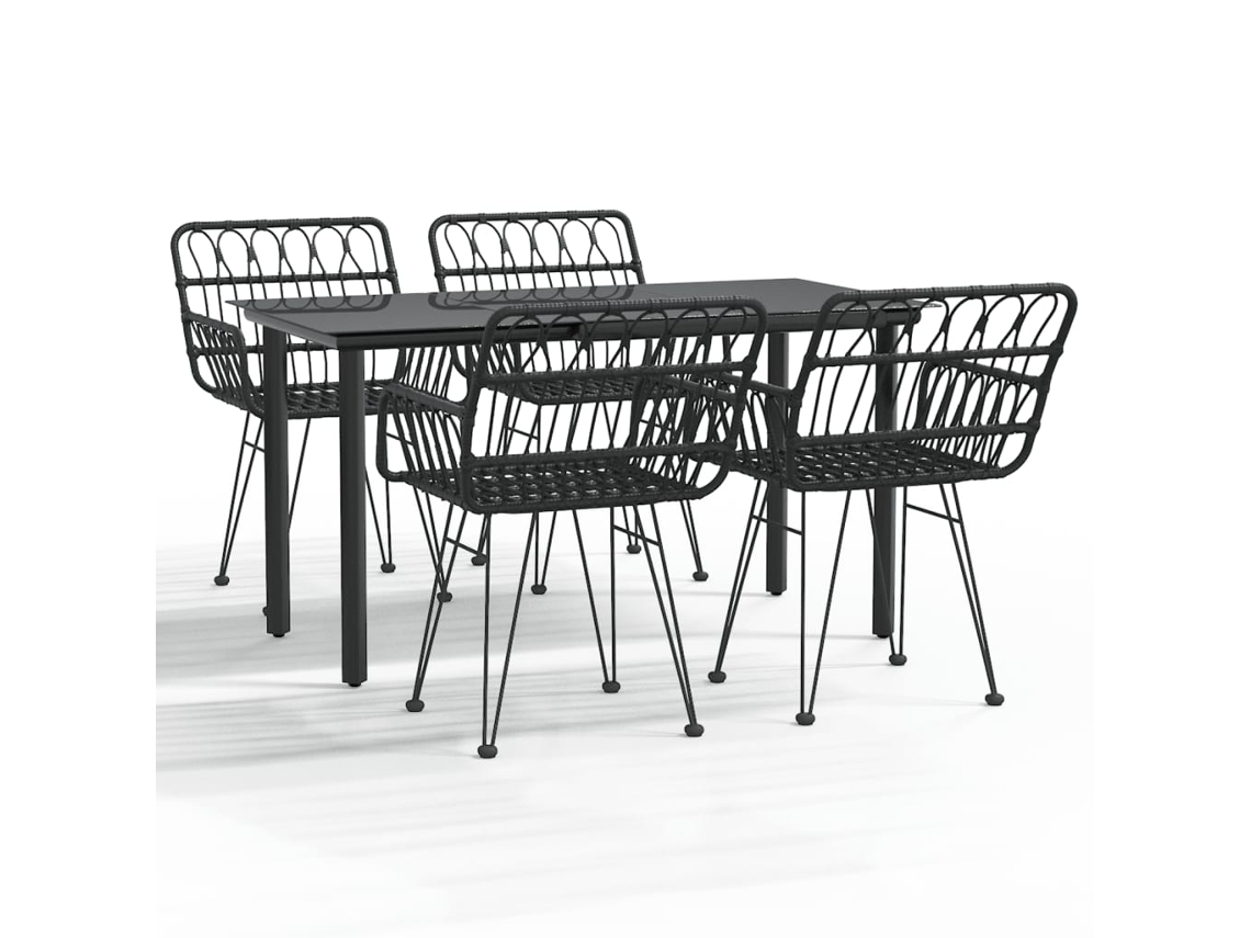 Maison Exclusive - Juego De Comedor De Jardín 5 Piezas Ratán Sintético Negro