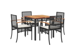 Maison Exclusive - Set De Muebles Jardín 5 Pzas Con Cojines Ratán Sintético Negro