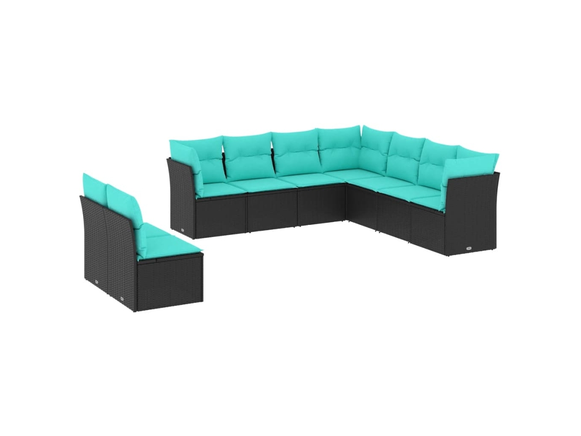 Maison Exclusive - Conjunto De Sofá De Jardín De 9 Piezas Con Cojines, De Poliratán Negro