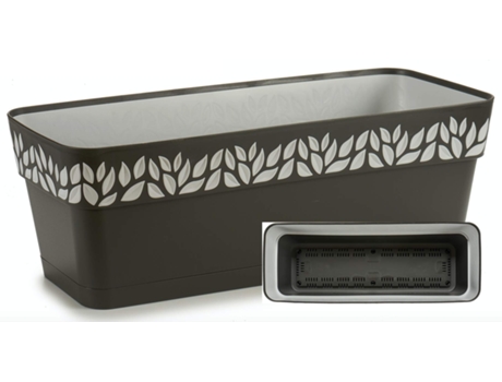 Maceta De Plástico + Bandeja Interior + Plato Maceta Antracita 50 Cm Rectangular TIENDA EURASIA