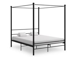 Estructura De Cama Con Dosel Sin Colchón Metal Negro 160x200 Cm