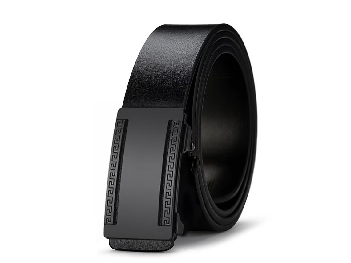Cinturón de piel sintética para hombre Yuysan, longitud 130 cm, Wy08 - Negro