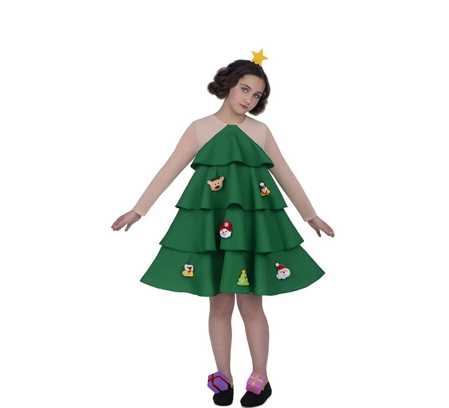 Disfraz de Niña MOM Fato De Árbol de Navidad Adornado de lujo (10-12 años)