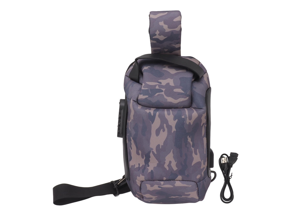 Bolsa De Cámara De Lona Alta Densidad Impermeable Con Candado De Contraseña Y Correa Ancha Para Viaje Camuflaje