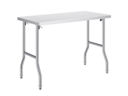 Mesa plegable de acero inoxidable de 122 x 61 cm con estructura reforzada para cocina profesional Tekmaquinas