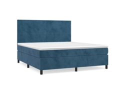 Cama Box Spring VIDAXL Azul Terciopelo (160x200 cm)