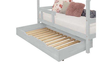 Cajón de cama 90 x 200 con somier de láminas BUDDY - BENLEMI gris claro