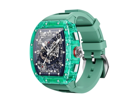 Smartwatch OHPA WS6 espelho transparente shell superfície gradiente NFC frequência cardíaca ao ar livre movimento verde